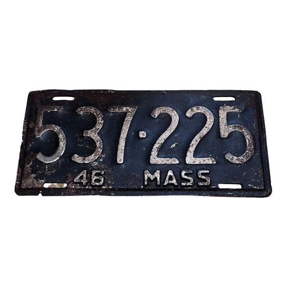 Other - Vintage Massachusetts 1946 Collectible License Plate Original Tag # 537 225 Mass